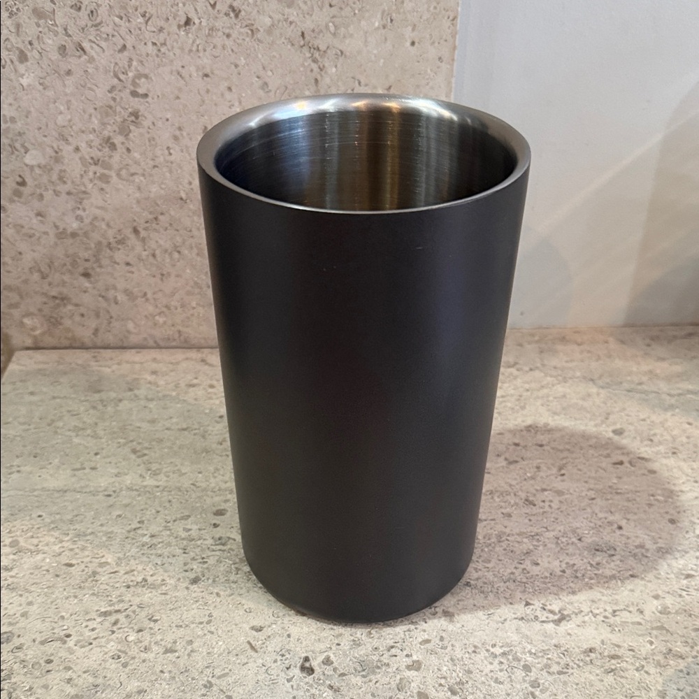 West Elm Black Stainless Steel Wine Chiller